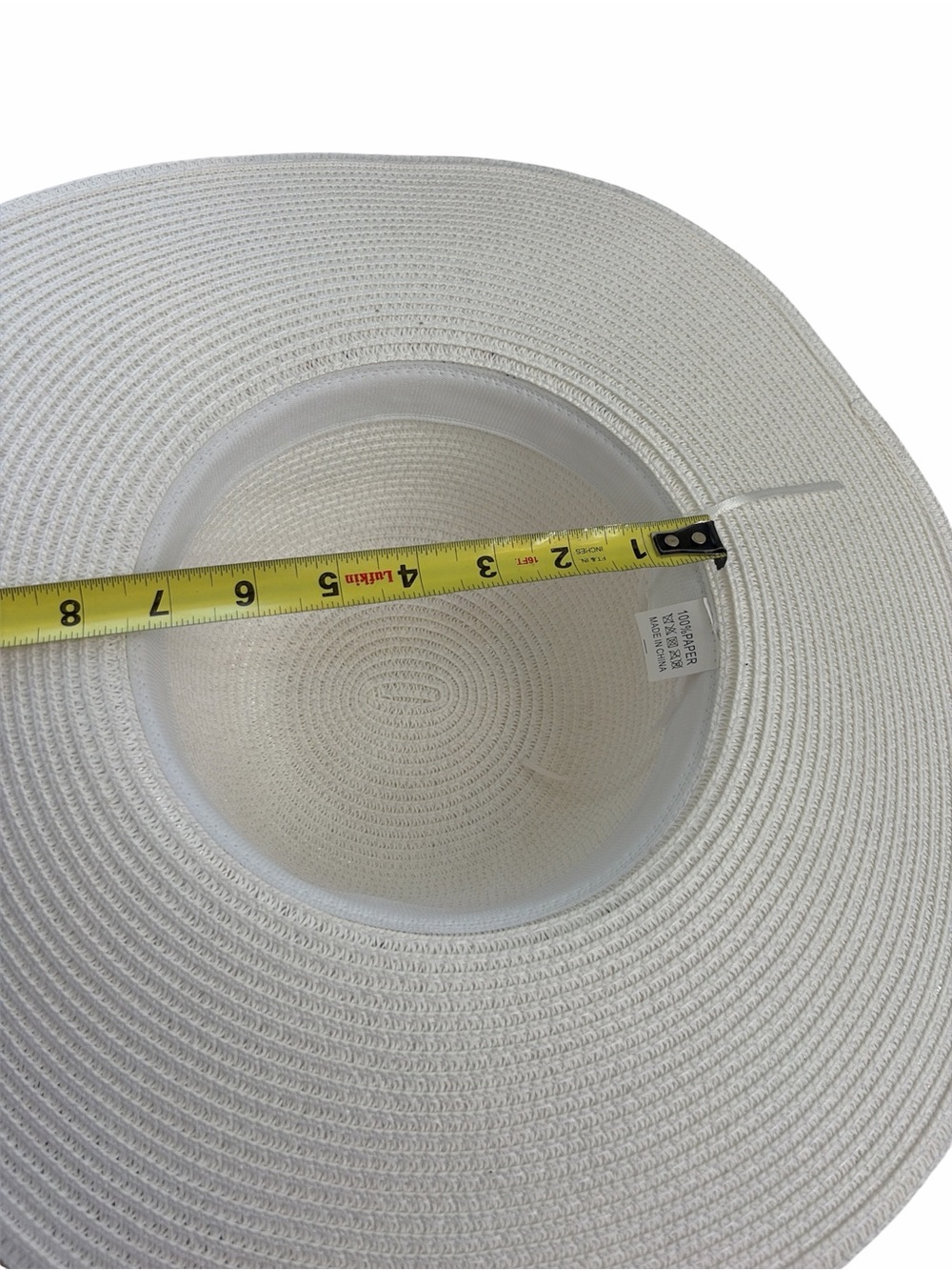 Sun hat Beach straw NWT White with beads - Picture 4 of 4